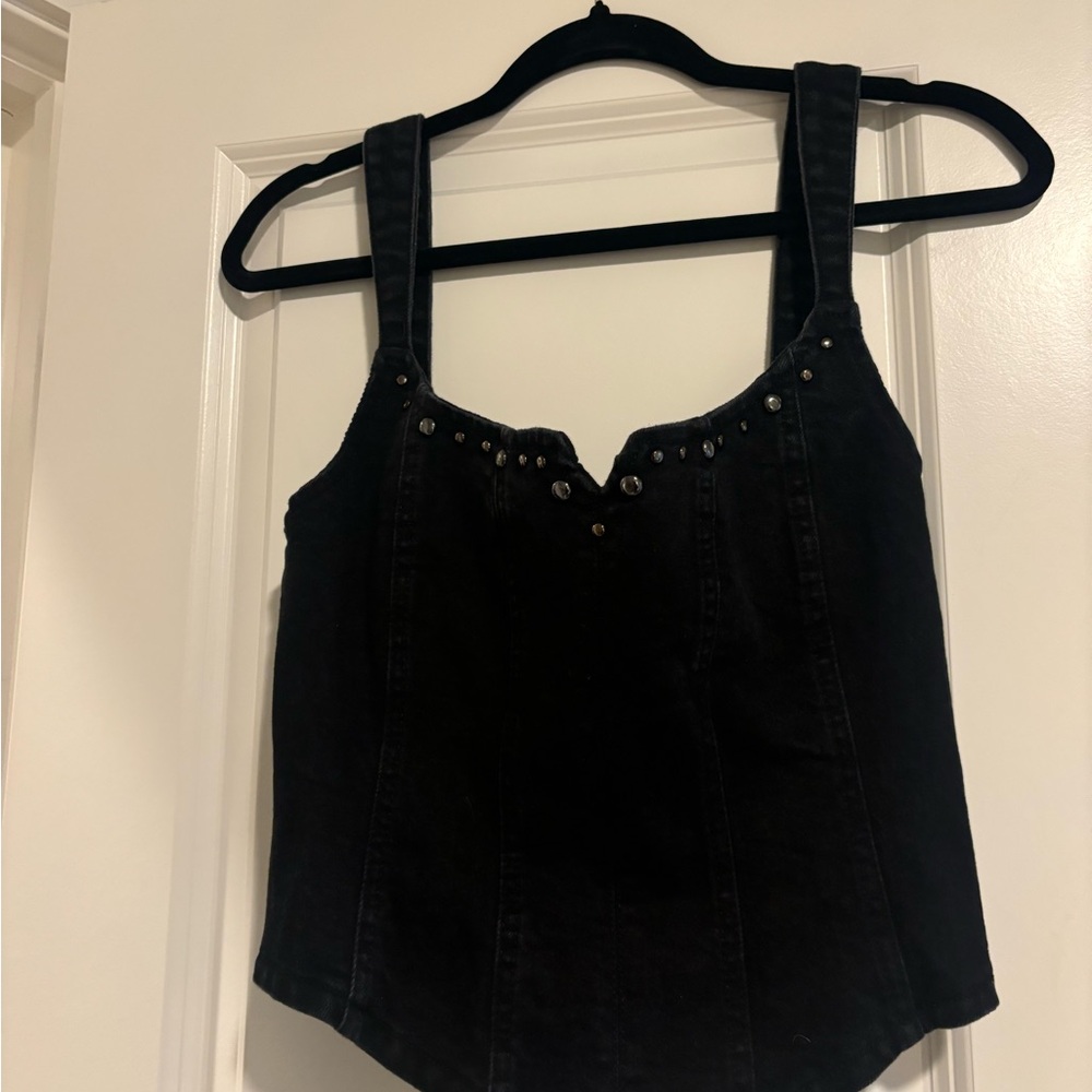 Reformation Black Studded Camisole